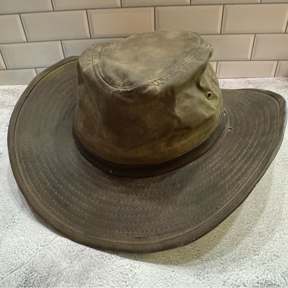 Vintage CC Filson Custom Made Bonded Leather Hat Size XL Sportsman’s Hat